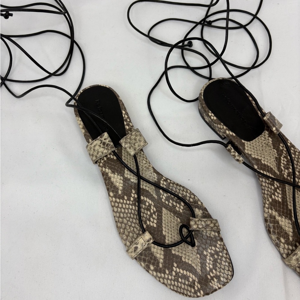 Brand New! Reformation Alize Snakeskin Lace-Up Sandals - Picture 5 of 12